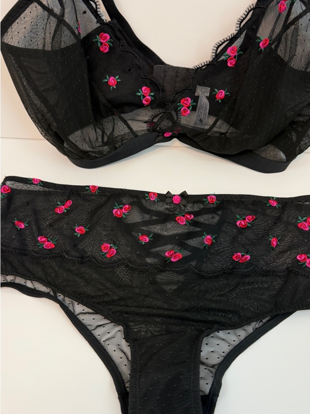 Cacique Embroidered No-Wire Triangle Bra Set - Picture 6 of 14